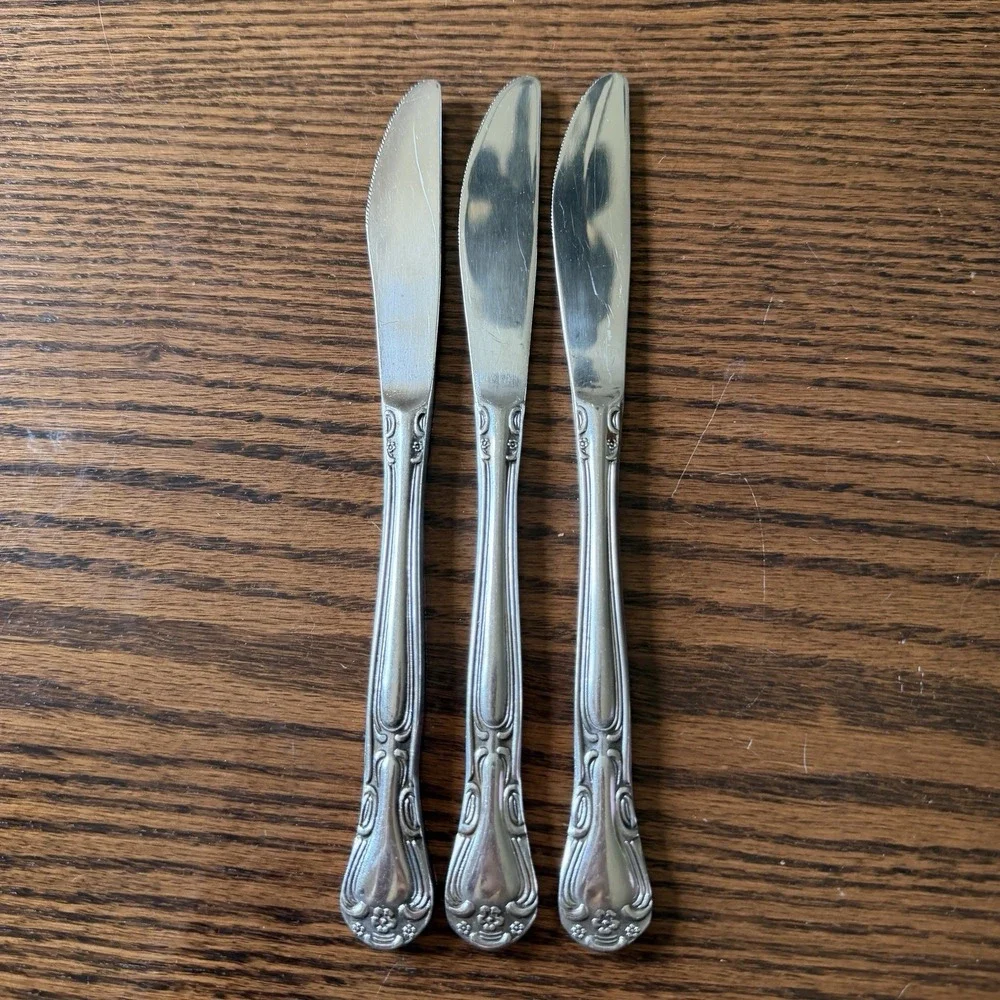 Vintage‎ Wallace Silver Plateau Stainless Modern Knife Set Of 3 Rare